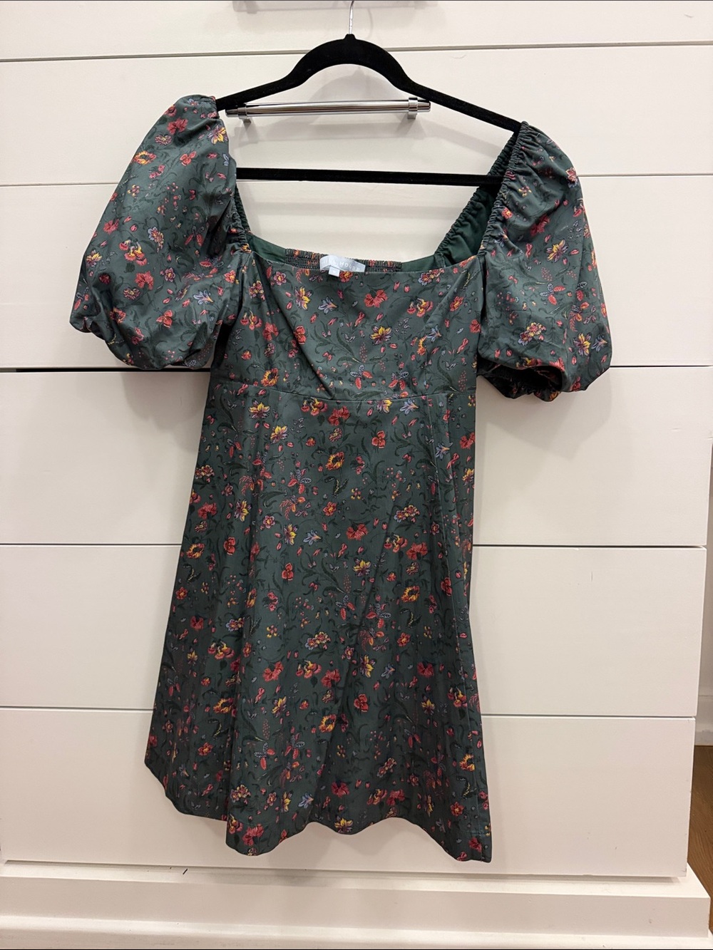 Hill House Matilda Bottle Green Fleur Chintz Mini Dress